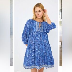 Marea by Liz Joy Casita Dress Delft Blue Size Small NWT